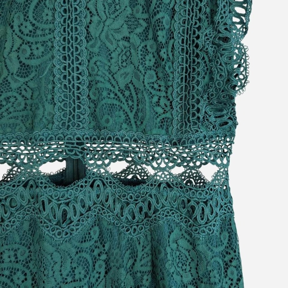 Sage Paije Worth the Chase Lace Mini Dress Forest Green NWT Large - Picture 7 of 10